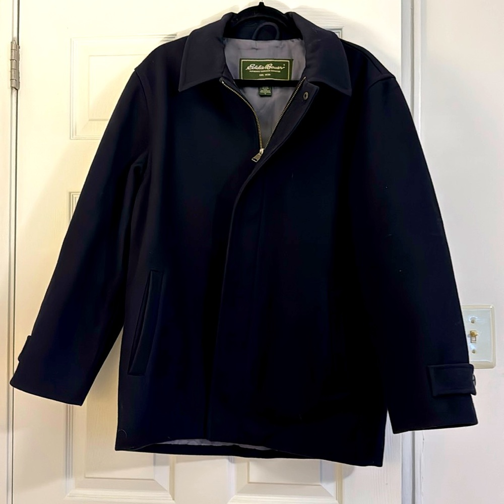 Eddie Bauer Men’s navy wool peacoat